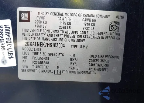 2017 GMC Terrain Sle-2 z USA, uszkodzony, nr VIN 2GKALNEK7H6183004